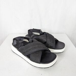 Ugg Nella Black Mesh Strappy Criss Cross Sandals